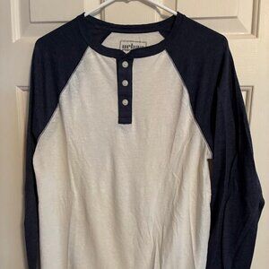 Urban Pipeline Mens Long Sleeve Casual Shirt Size Medium Blue & White Colors